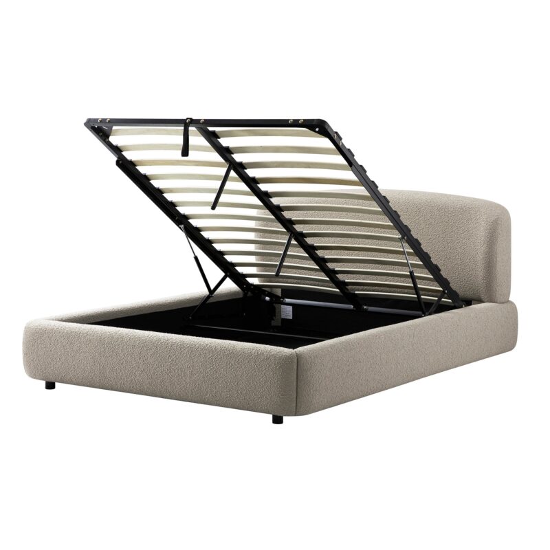 Constance Winged Headboard Ottoman Storage Bed, Light Taupe Boucle - Image 10
