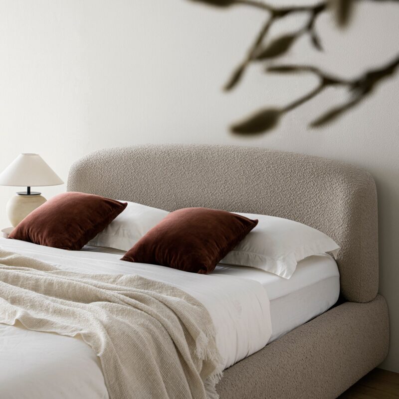 Constance Winged Headboard Ottoman Storage Bed, Light Taupe Boucle - Image 5