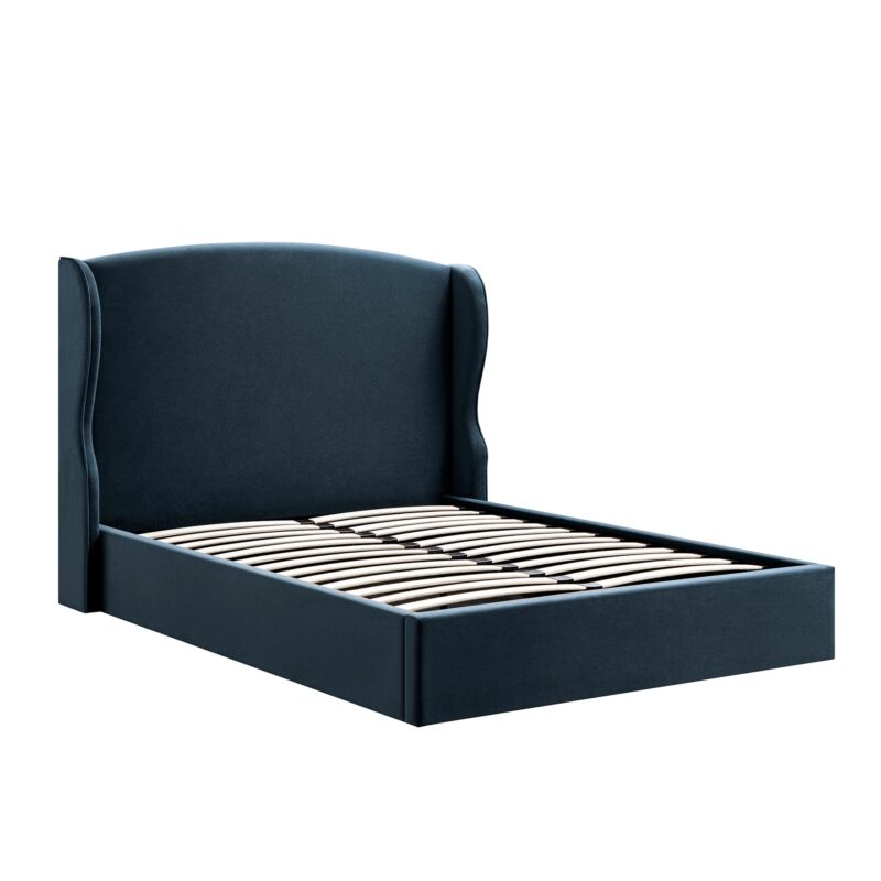 Kimberly Winged Upholstered Storage Bed, Aegean Blue Velvet - Image 2