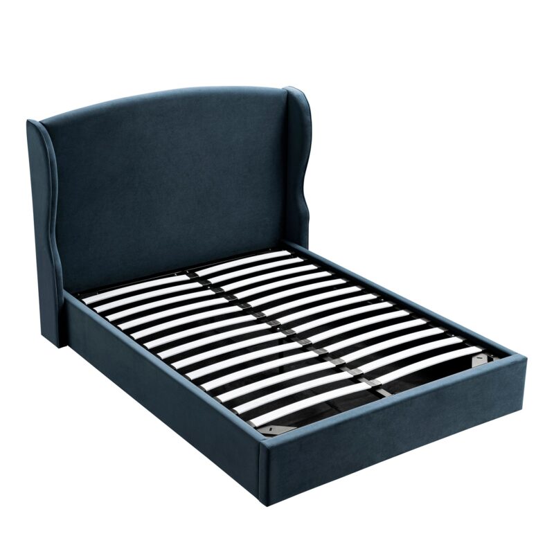 Kimberly Winged Upholstered Storage Bed, Aegean Blue Velvet - Image 5