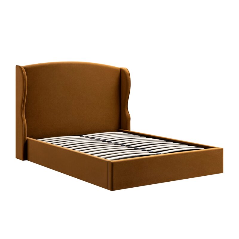 Kimberly Winged Upholstered Storage Bed, Cinnamon Velvet - Image 9