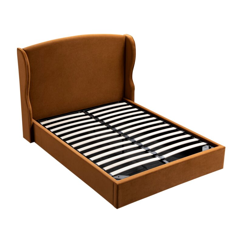 Kimberly Winged Upholstered Storage Bed, Cinnamon Velvet - Image 12