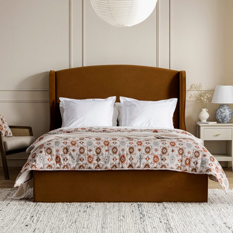 Kimberly Winged Upholstered Storage Bed, Cinnamon Velvet - Image 2