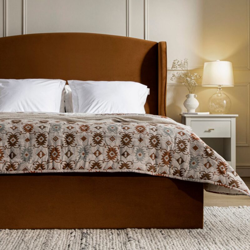 Kimberly Winged Upholstered Storage Bed, Cinnamon Velvet - Image 4