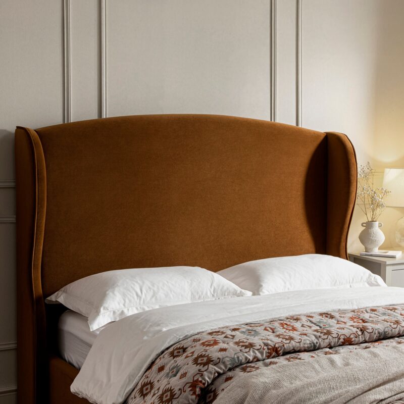 Kimberly Winged Upholstered Storage Bed, Cinnamon Velvet - Image 5