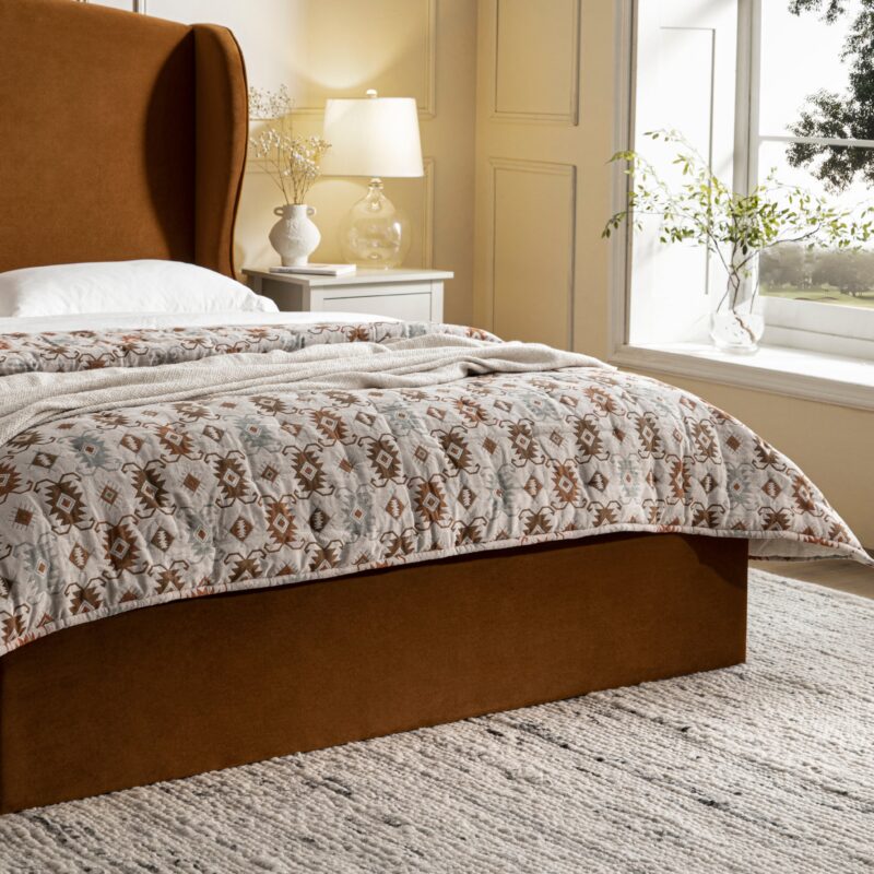 Kimberly Winged Upholstered Storage Bed, Cinnamon Velvet - Image 7