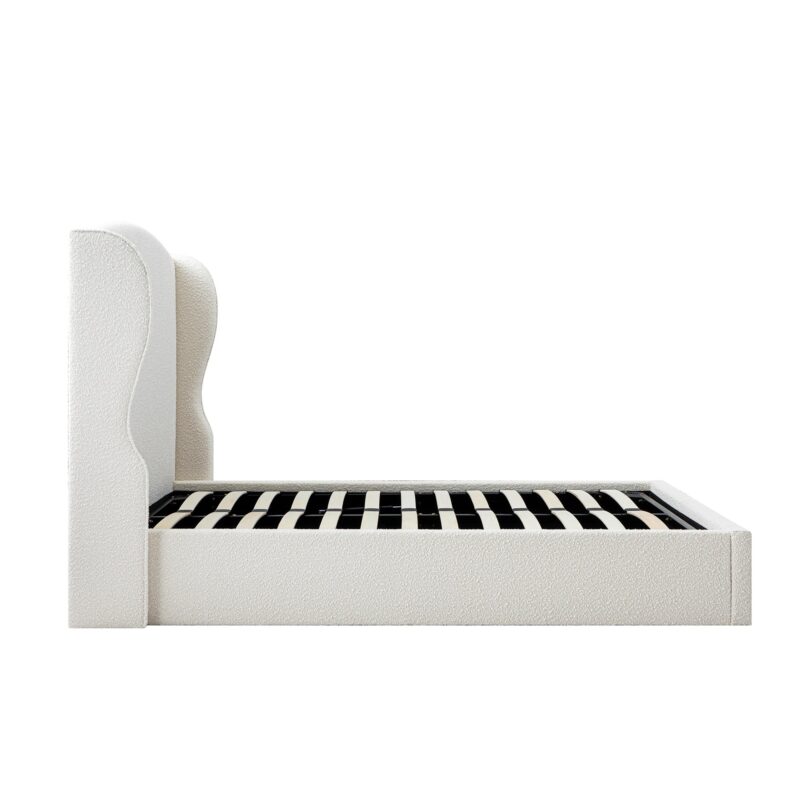 Kimberly Winged Upholstered Storage Bed, Ecru Boucle - Image 12