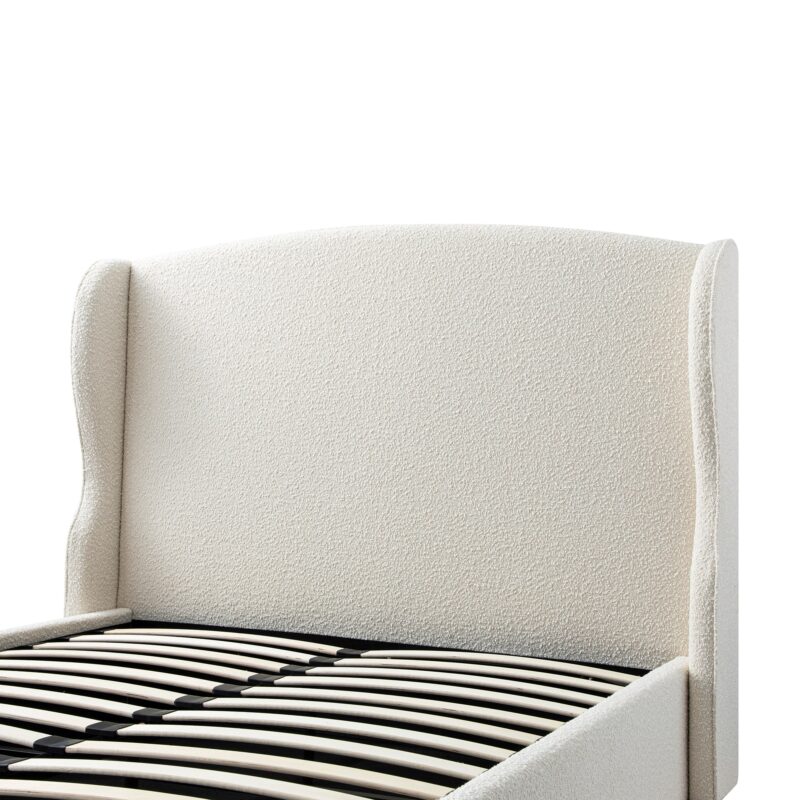 Kimberly Winged Upholstered Storage Bed, Ecru Boucle - Image 14