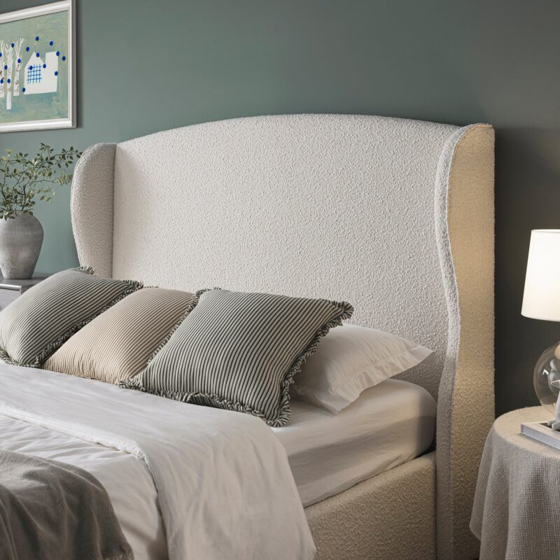 Kimberly Winged Upholstered Storage Bed, Ecru Boucle - Image 5