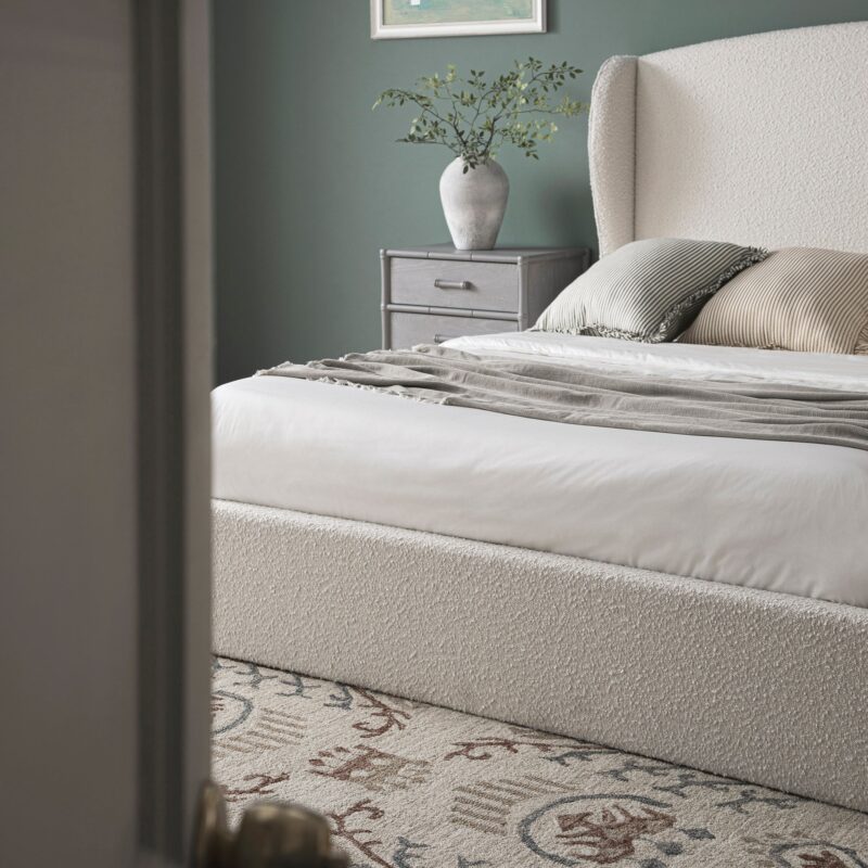 Kimberly Winged Upholstered Storage Bed, Ecru Boucle - Image 6