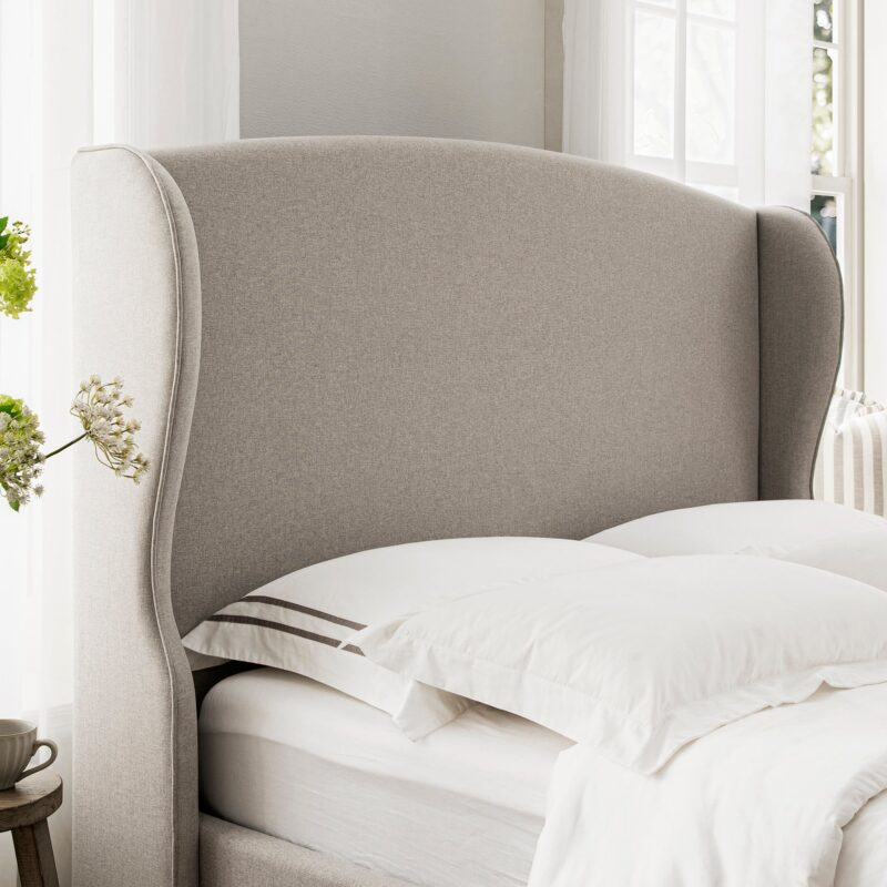 Kimberly Winged Upholstered Storage Bed, Sand Fabric - Image 4