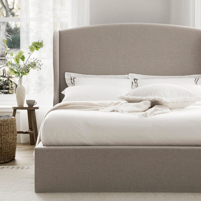 Kimberly Winged Upholstered Storage Bed, Sand Fabric - Image 5