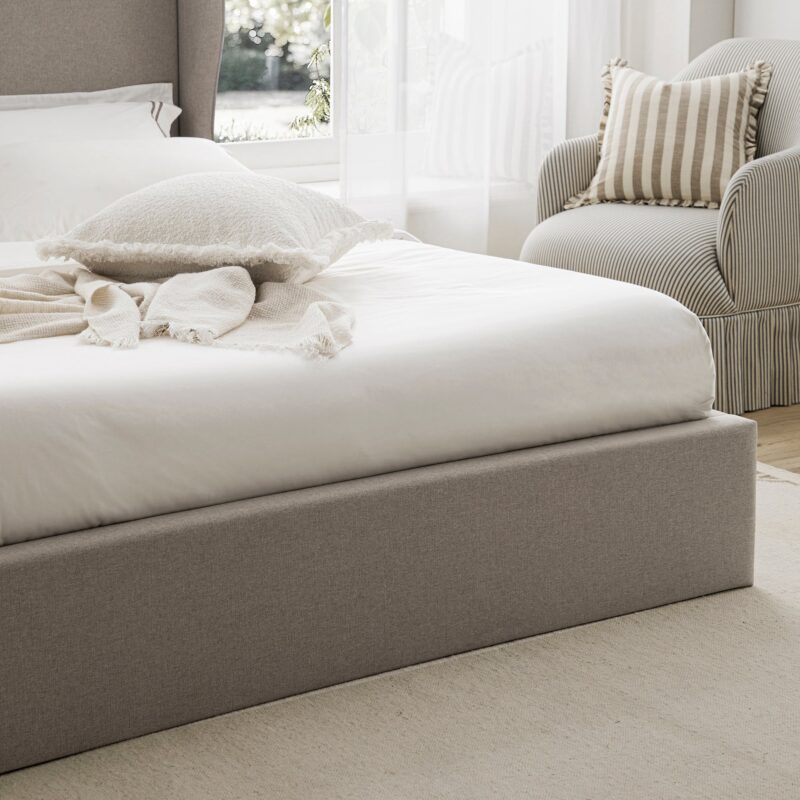 Kimberly Winged Upholstered Storage Bed, Sand Fabric - Image 7