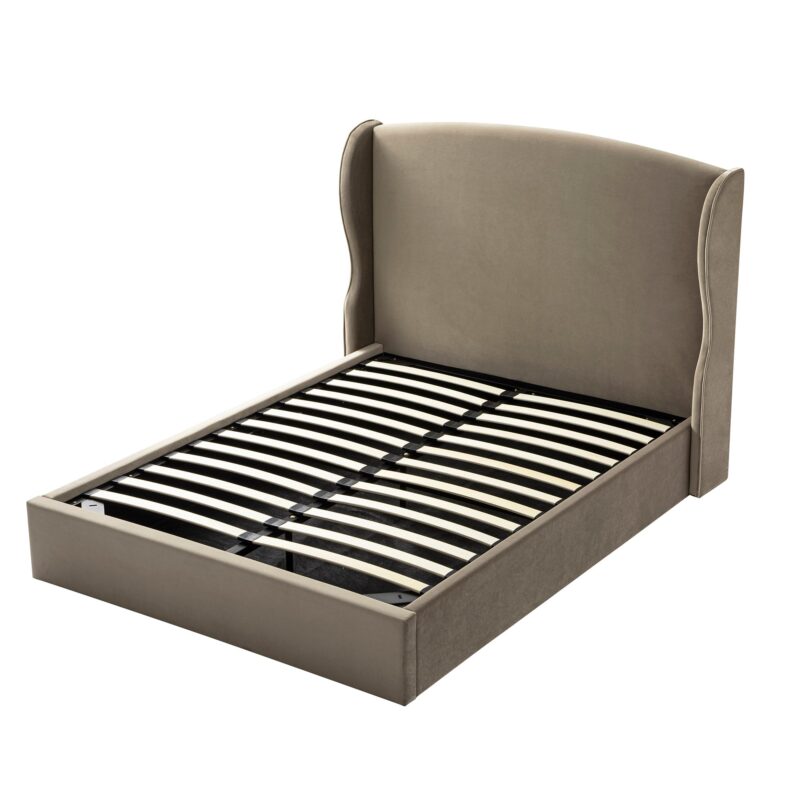 Kimberly Winged Upholstered Storage Bed, Taupe Velvet - Image 9