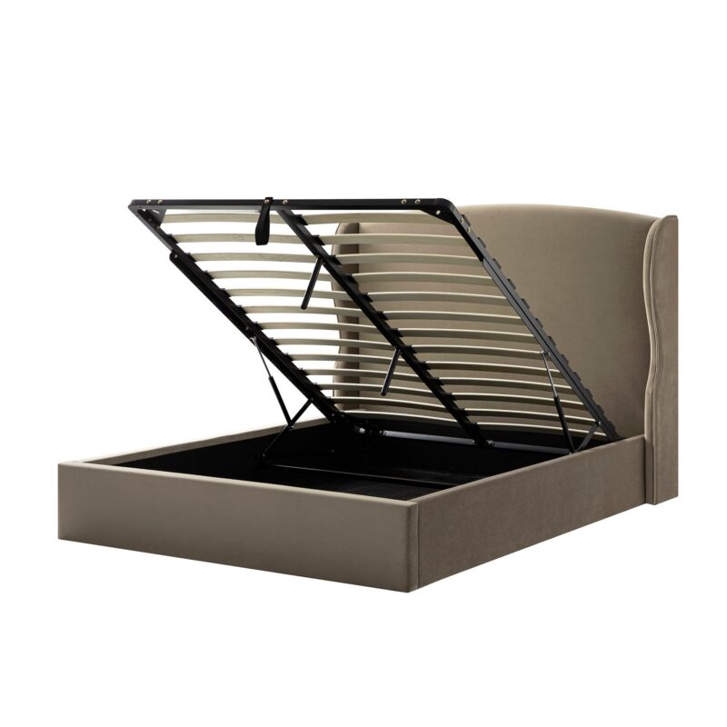 Kimberly Winged Upholstered Storage Bed, Taupe Velvet - Image 11