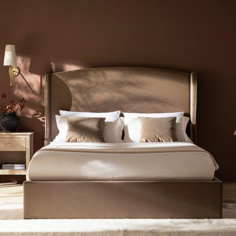 Kimberly Winged Upholstered Storage Bed, Taupe Velvet - Image 2