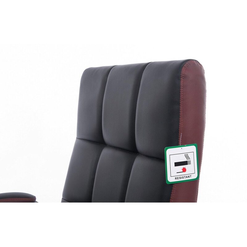 Waffle Contrasting Panels High Back PU Leather Swivel Executive Office Chair, Black & Brown - Image 5
