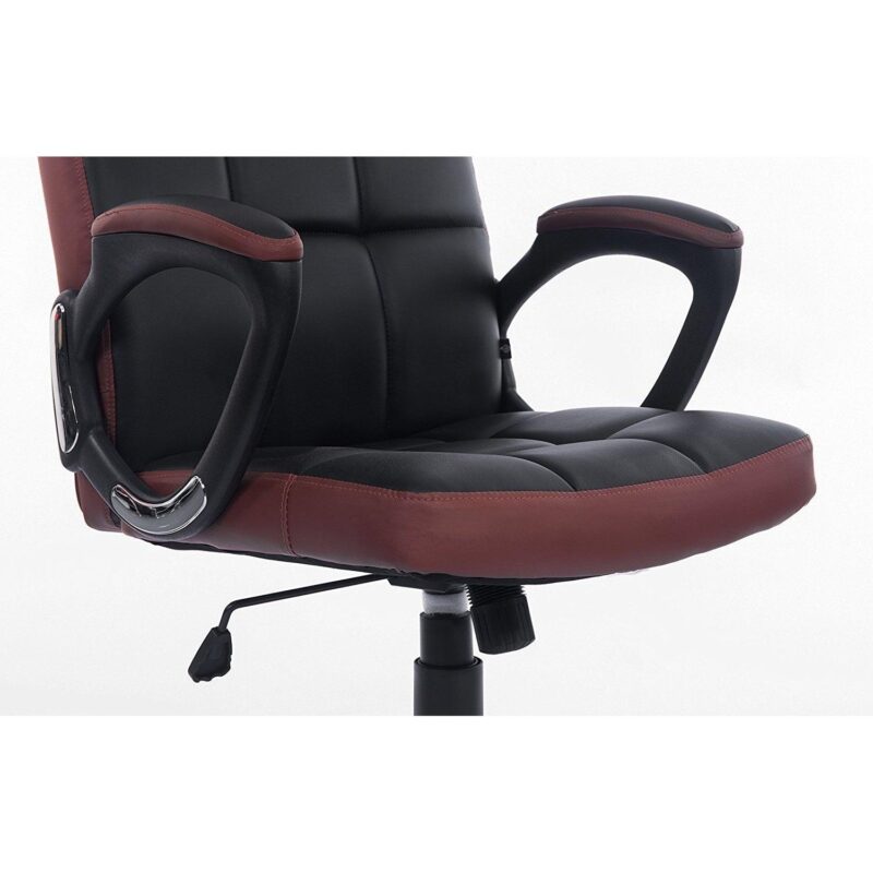 Waffle Contrasting Panels High Back PU Leather Swivel Executive Office Chair, Black & Brown - Image 6
