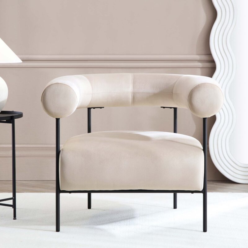 Fulbourn Champagne Velvet Armchair - Image 2
