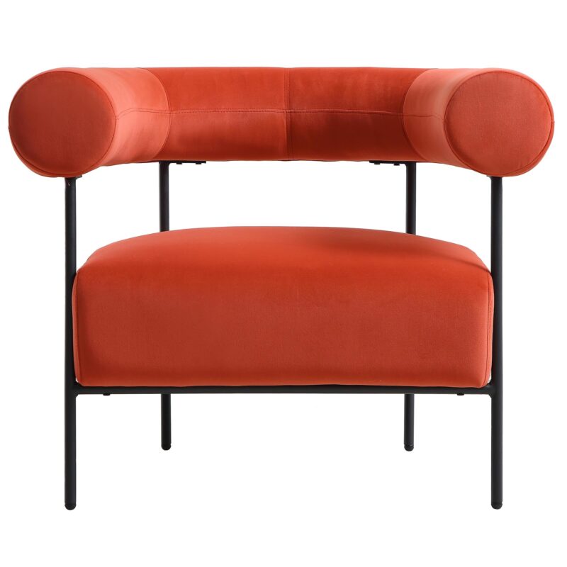 Fulbourn Rust Ochre Velvet Armchair - Image 4