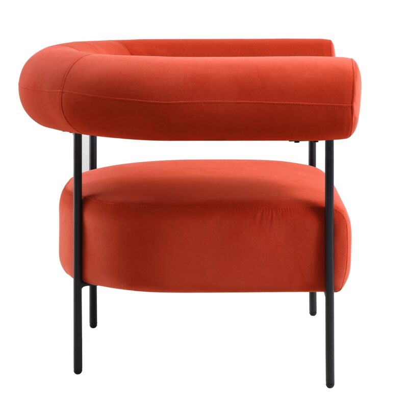 Fulbourn Rust Ochre Velvet Armchair - Image 6