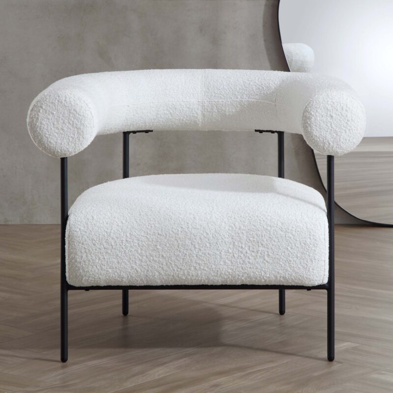 Fulbourn White Boucle Armchair - Image 2