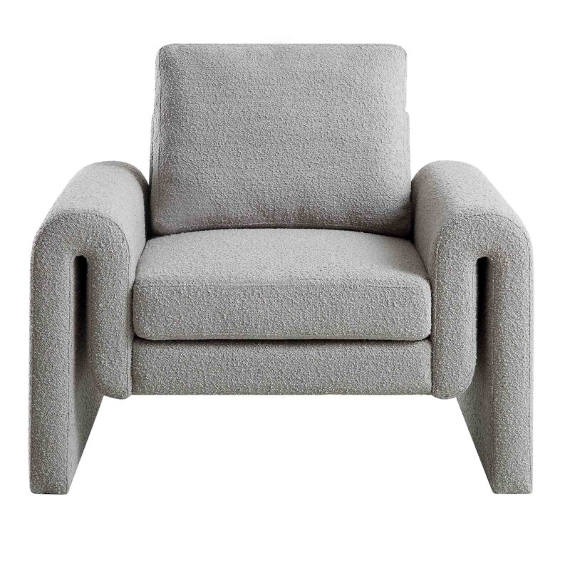 Hampstead Grey Boucle Curved Armchair - Image 3