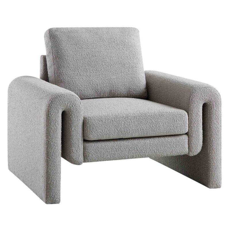 Hampstead Grey Boucle Curved Armchair - Image 4
