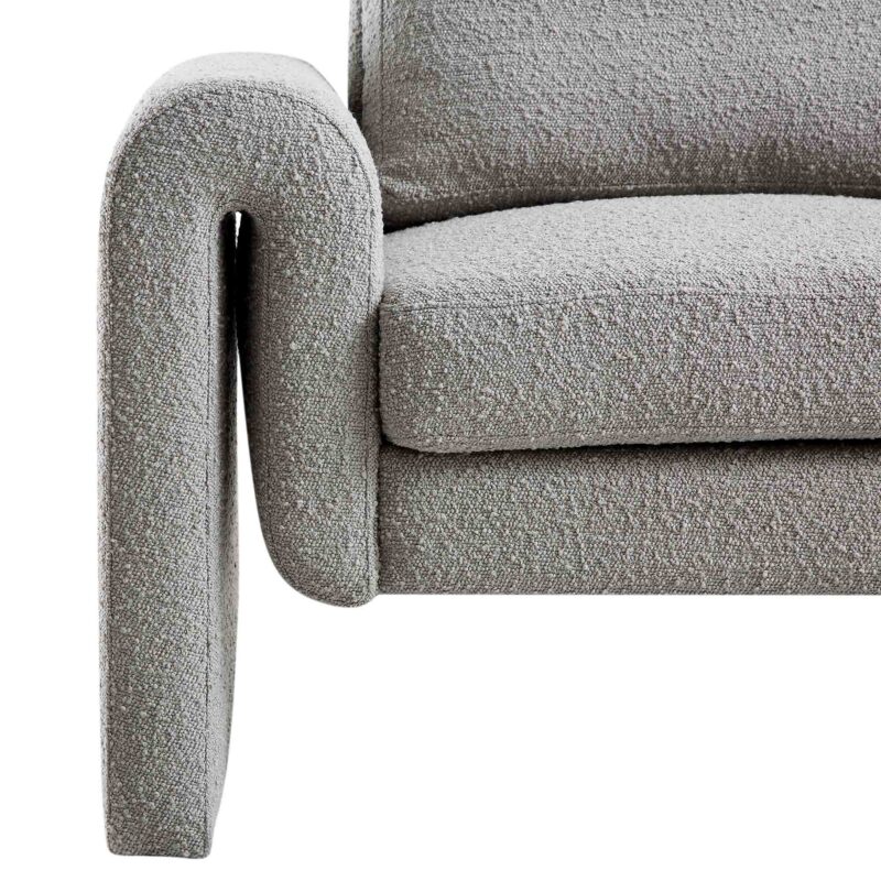 Hampstead Grey Boucle Curved Armchair - Image 9