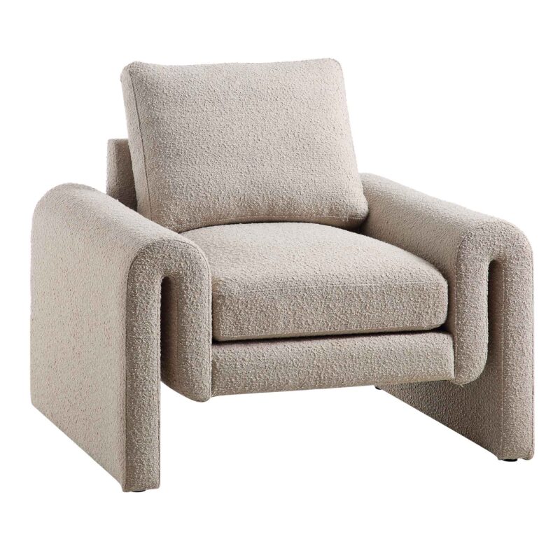 Hampstead Taupe Boucle Curved Armchair - Image 3