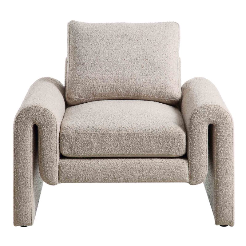 Hampstead Taupe Boucle Curved Armchair - Image 4