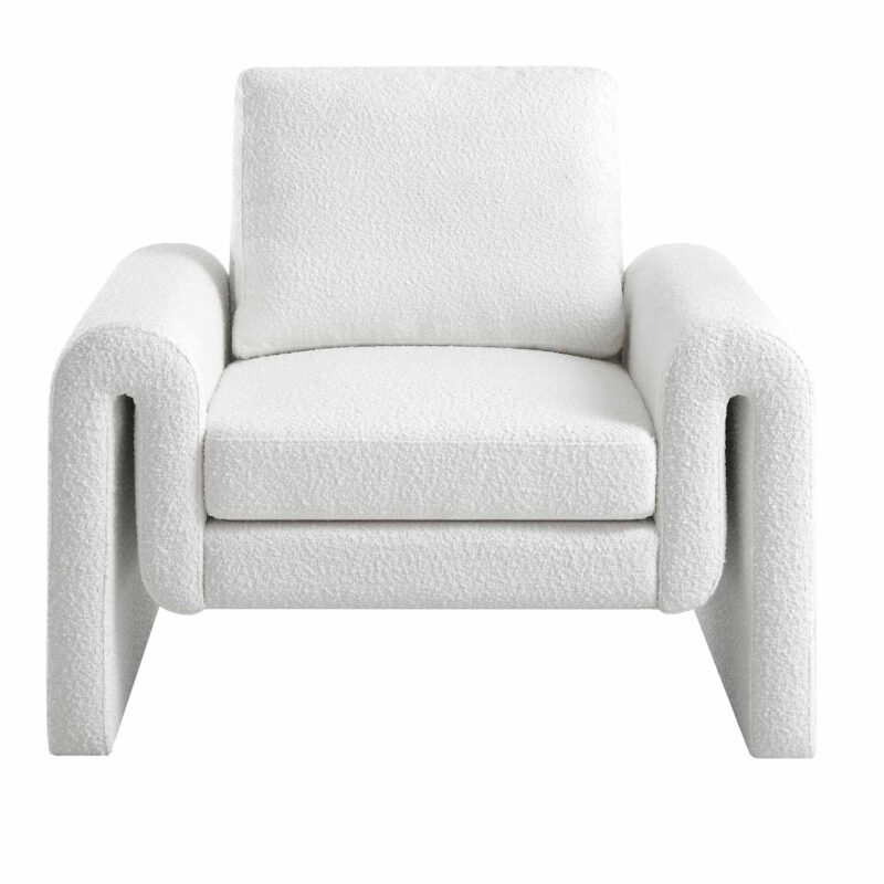 Hampstead White Boucle Curved Armchair - Image 3