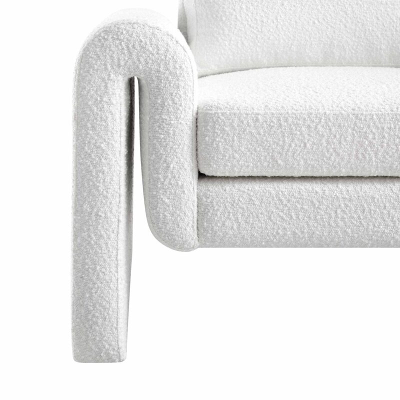 Hampstead White Boucle Curved Armchair - Image 9