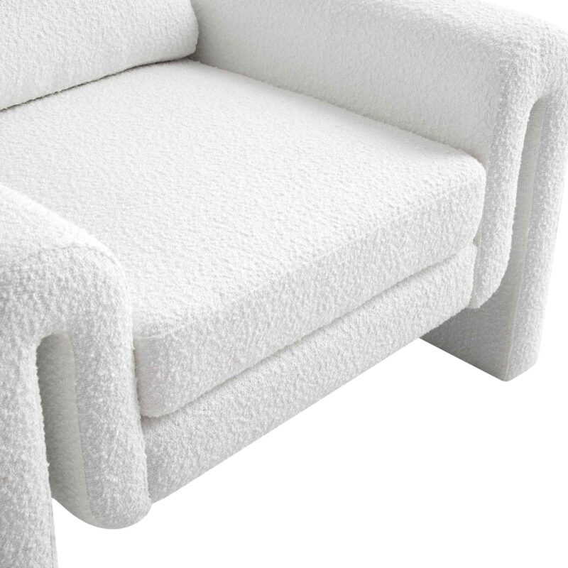 Hampstead White Boucle Curved Armchair - Image 10