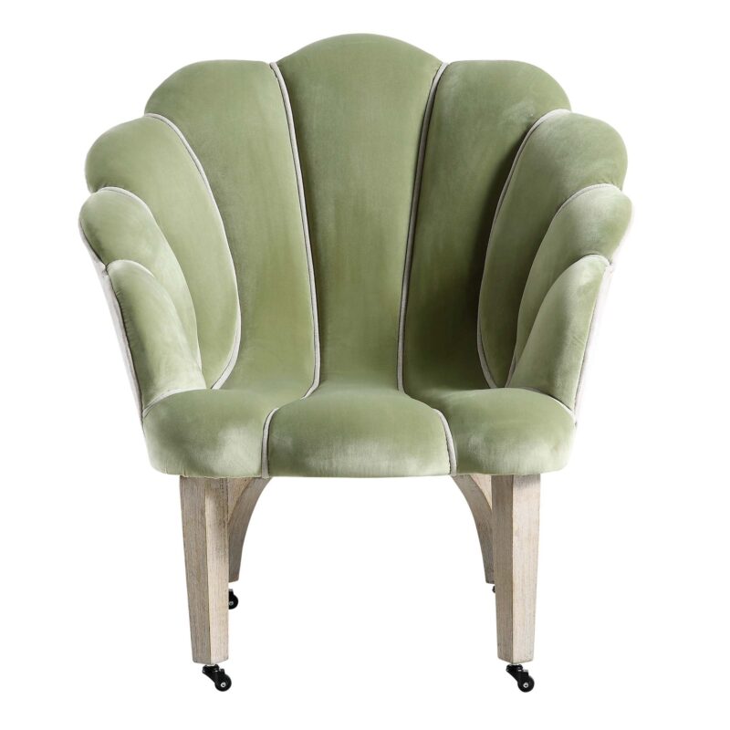 Barnard Scalloped Clam Chair, Lichen Velvet - Image 4