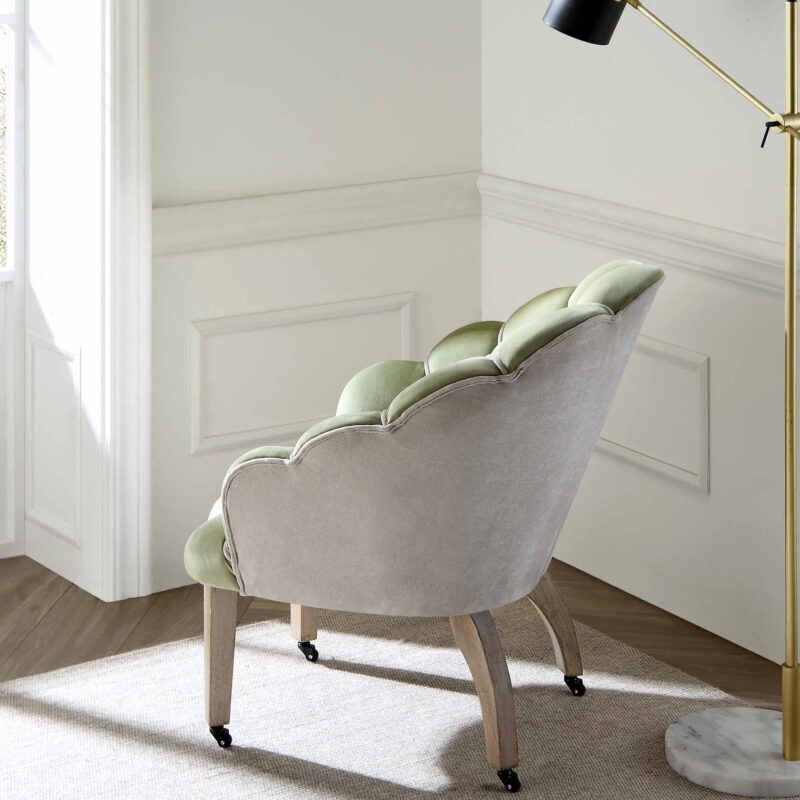 Barnard Scalloped Clam Chair, Lichen Velvet - Image 3