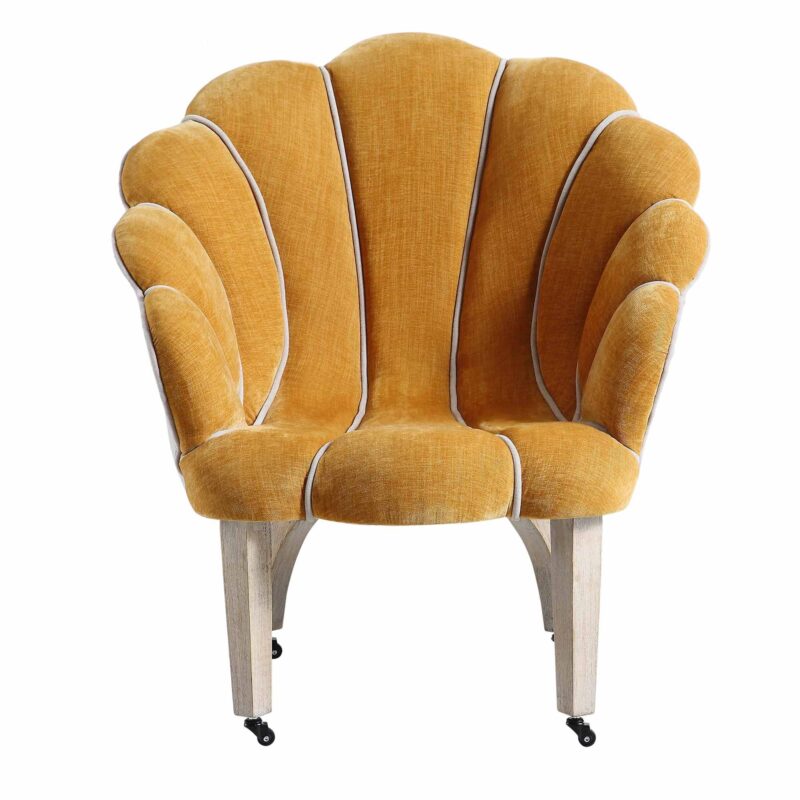 Barnard Scalloped Clam Chair, Mustard Chenille - Image 5