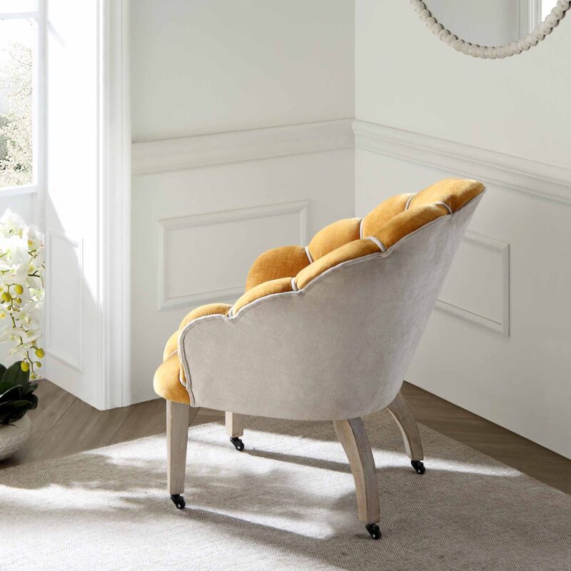 Barnard Scalloped Clam Chair, Mustard Chenille - Image 3