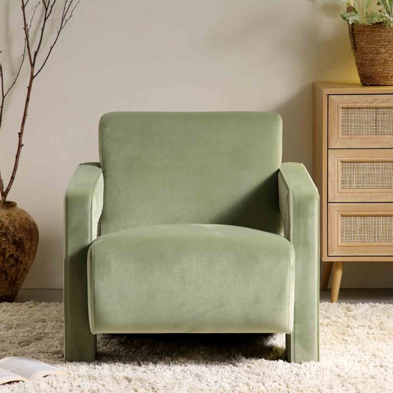 Brompton Sculptural Armchair, Lichen Velvet - Image 2