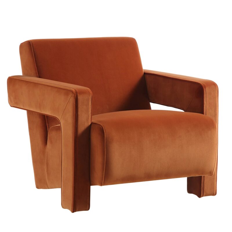 Brompton Sculptural Armchair, Rust Velvet - Image 4