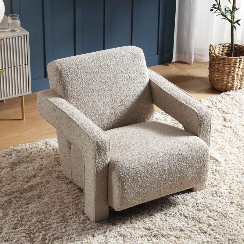 Brompton Sculptural Armchair, Taupe Boucle - Image 3