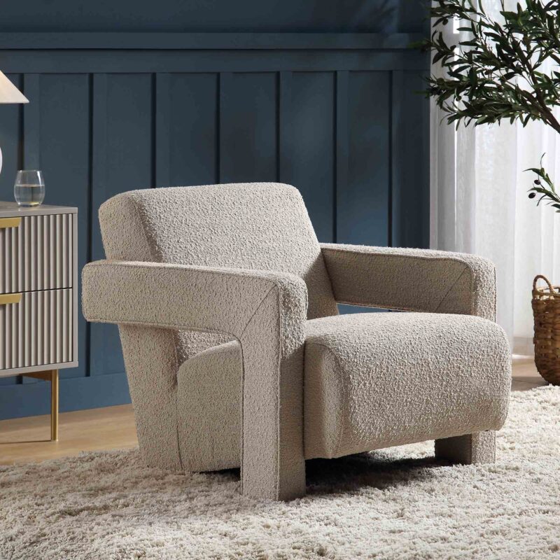 Brompton Sculptural Armchair, Taupe Boucle - Image 4