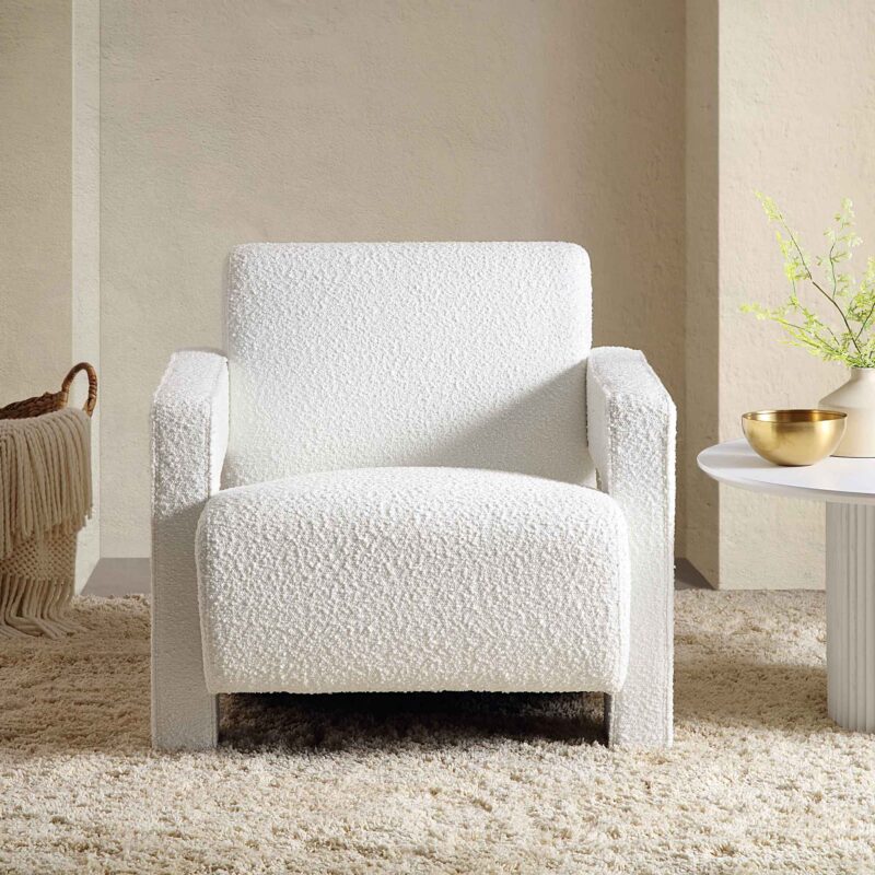 Brompton Sculptural Armchair, White Boucle - Image 2