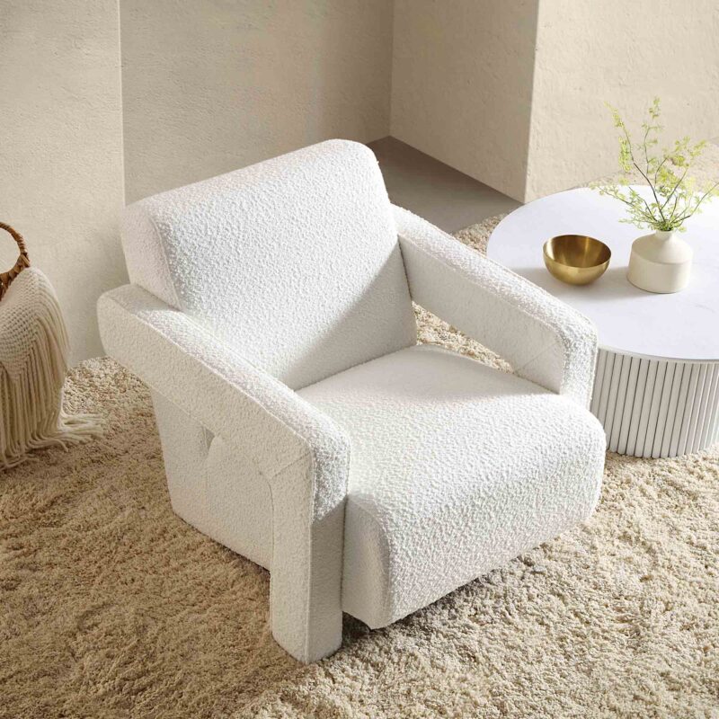 Brompton Sculptural Armchair, White Boucle - Image 3