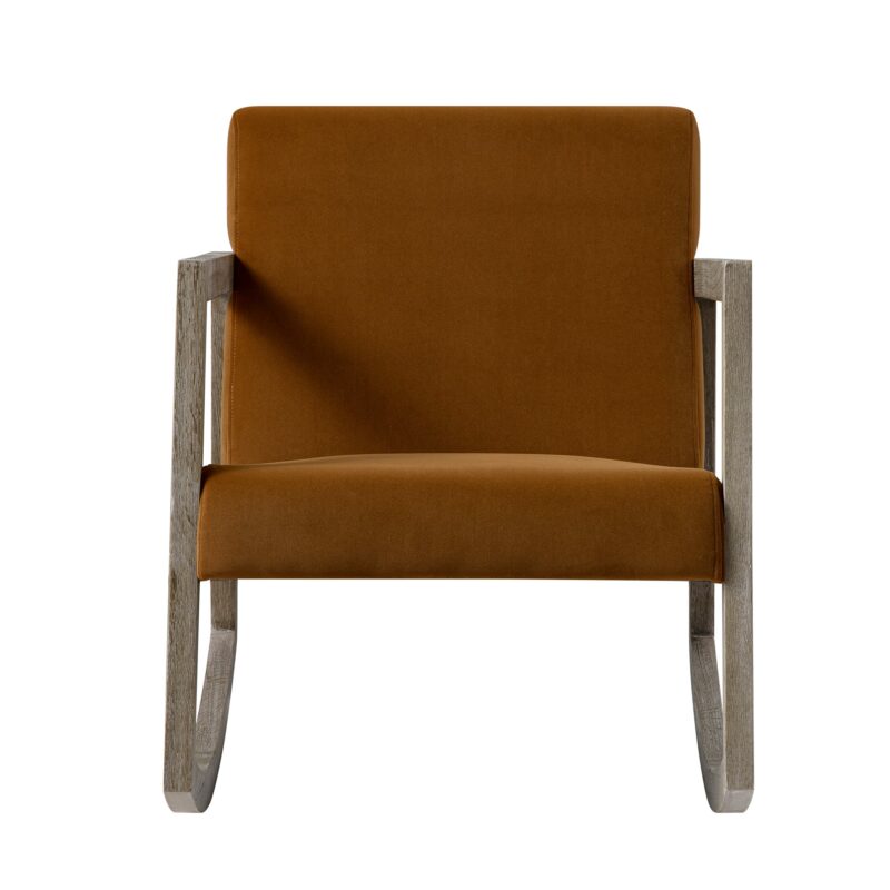 Fyne Cinnamon Velvet Rocking Weathered Oak Armchair - Image 2