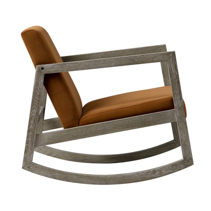 Fyne Cinnamon Velvet Rocking Weathered Oak Armchair - Image 4