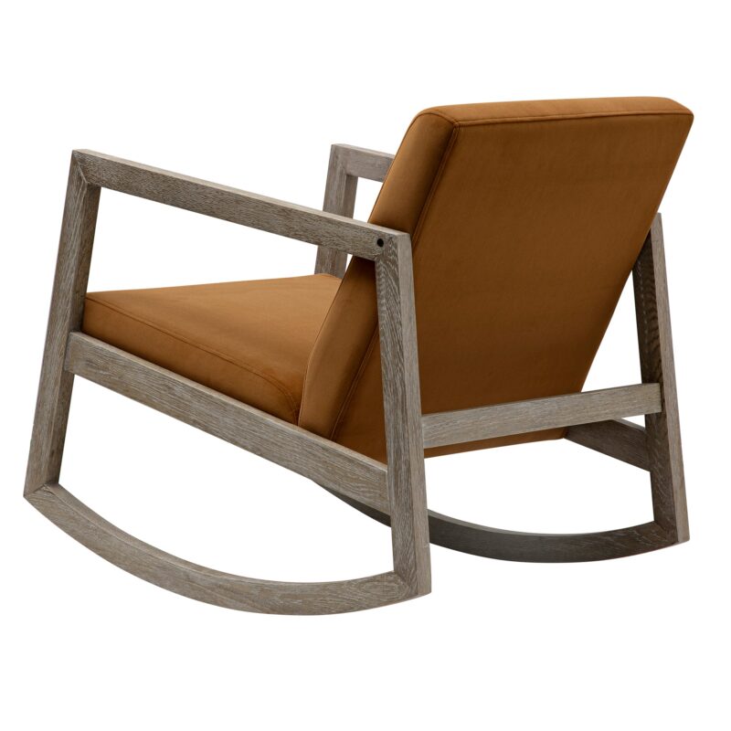 Fyne Cinnamon Velvet Rocking Weathered Oak Armchair - Image 5
