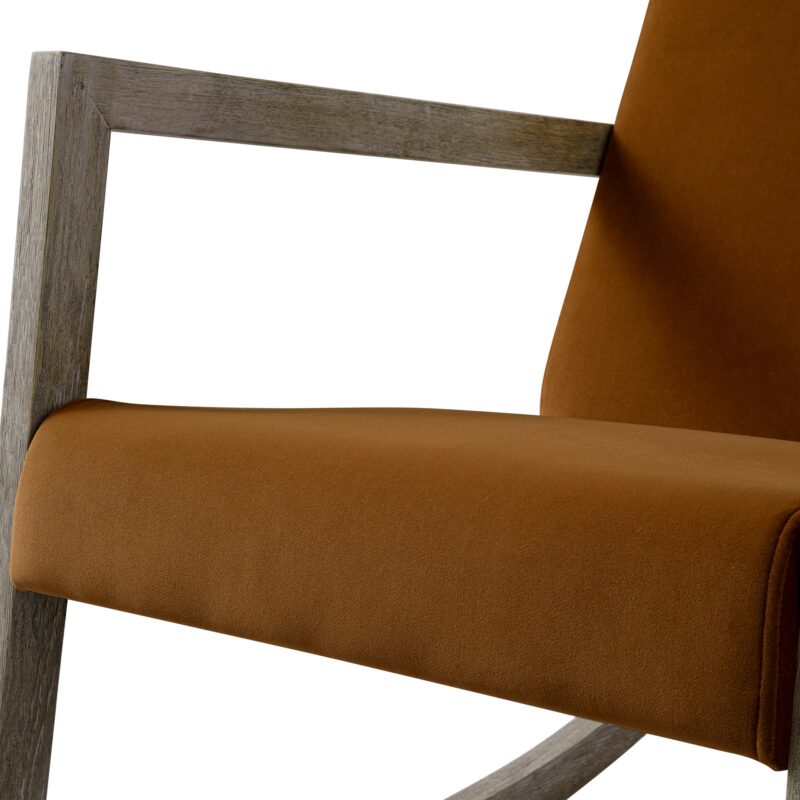 Fyne Cinnamon Velvet Rocking Weathered Oak Armchair - Image 6