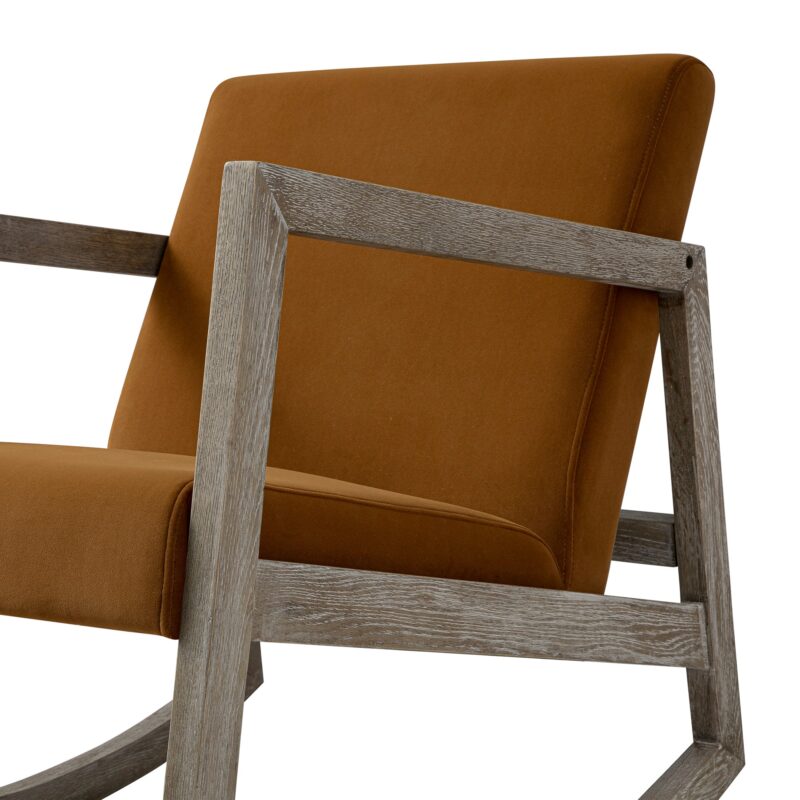 Fyne Cinnamon Velvet Rocking Weathered Oak Armchair - Image 7
