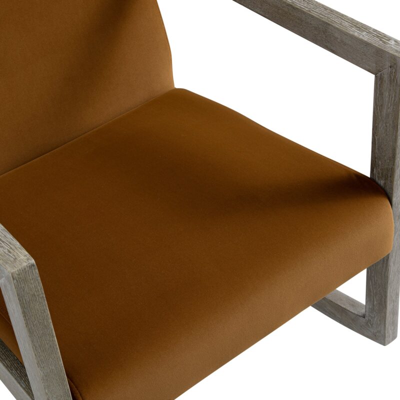 Fyne Cinnamon Velvet Rocking Weathered Oak Armchair - Image 8